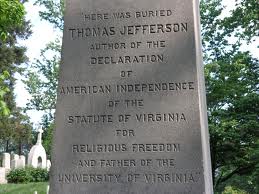 Memorial marker at Jefferson's Monticello gravesite