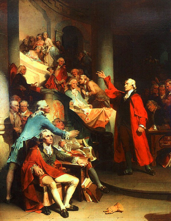 Patrick Henry gives his Stamp Act speech