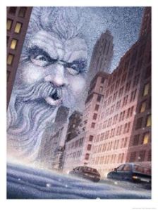 004c0803llold-man-winter-blowing-bad-weather-into-a-city-posters